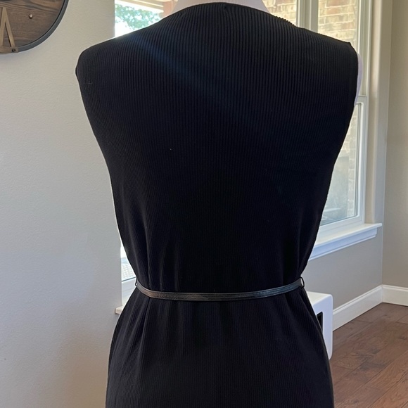 Adrianna Papell Small Black Long Cardigan Ribbed Sweater Top Belt Open Front - Picture 13 of 13